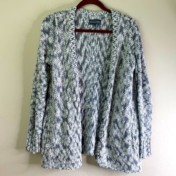 Michael Stars Sweaters - Michael Stars Small Texture White Gray Crochet Lace Button Front Cardigan